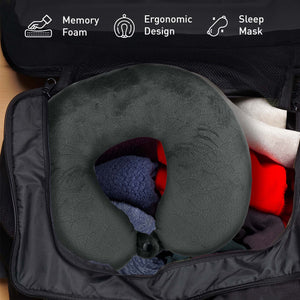 Mindful Traveler Bundle: Memory Foam Travel Pillow with Sleep Mask & Purtag Tracker by Pursonic