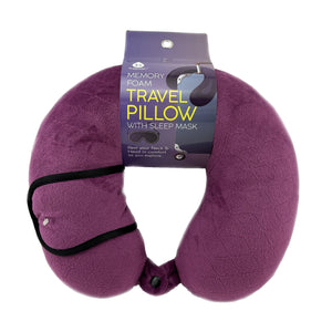 Memory Foam Travel Pillow with Sleep Mask by Pursonic
