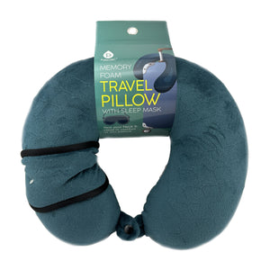 Memory Foam Travel Pillow with Sleep Mask by Pursonic