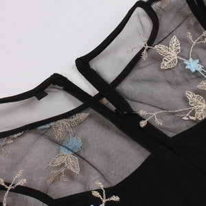 Elegant 1950s Embroidered Mesh Retro Party Dress
