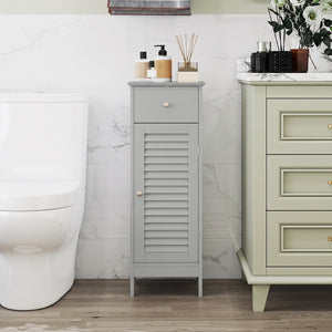 Narrow Bathroom Storage Cabinet with Adjustable Shelf and Drawer-Gray