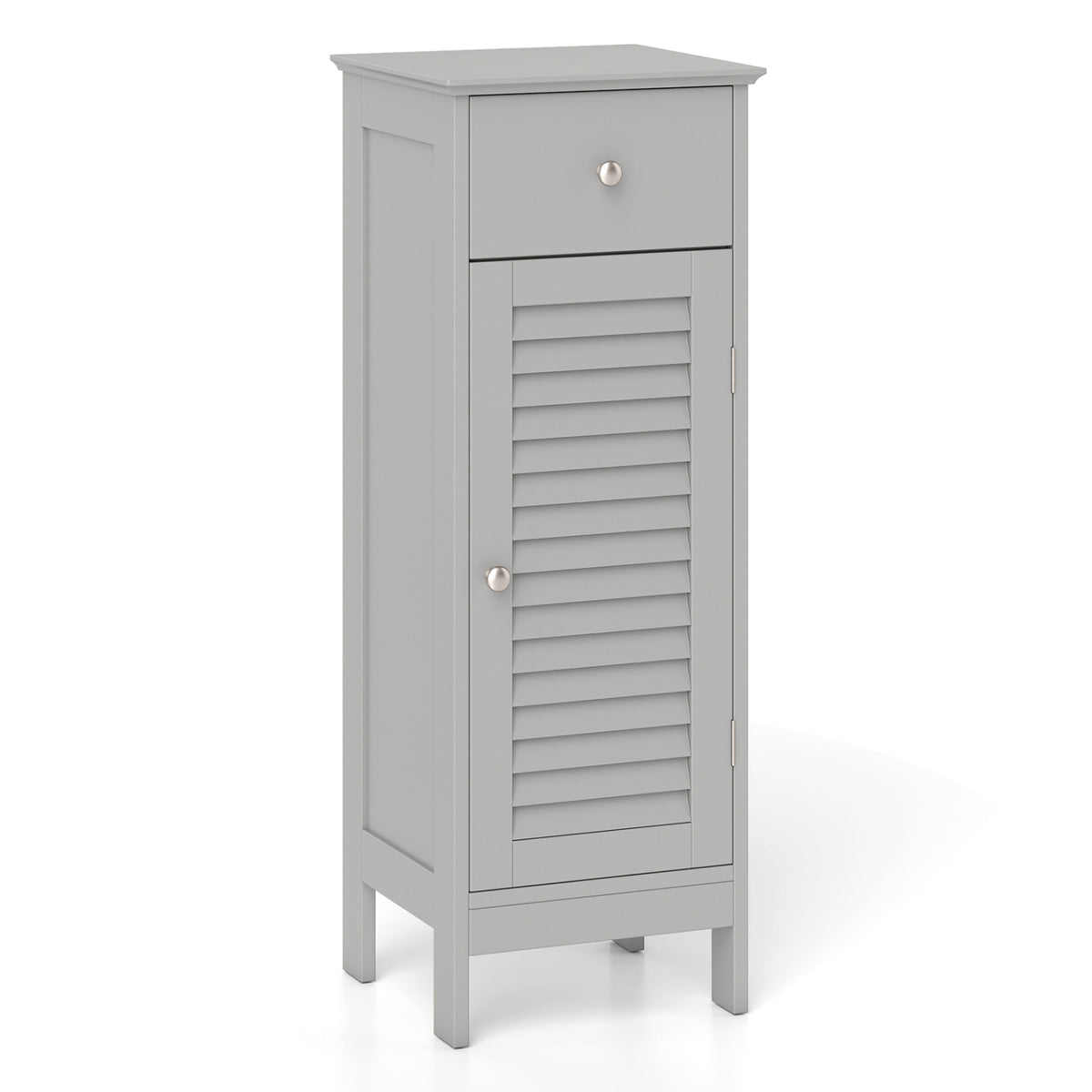 Narrow Bathroom Storage Cabinet with Adjustable Shelf and Drawer-Gray