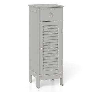Narrow Bathroom Storage Cabinet with Adjustable Shelf and Drawer-Gray