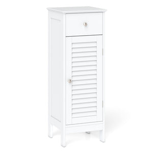 Narrow Bathroom Storage Cabinet with Adjustable Shelf and Drawer-White