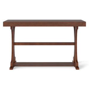 Narrow Console Table Vintage 52 Inch Long with Open Storage Shelf-Walnut