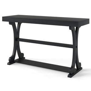 Narrow Console Table Vintage 52 Inch Long with Open Storage Shelf-Black