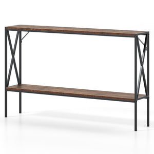 Narrow Console Table 2-Tier Entryway Table with Storage-Rustic Brown