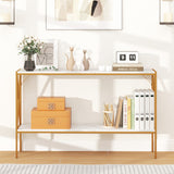 Narrow Console Table 2-Tier Entryway Table with Storage-White