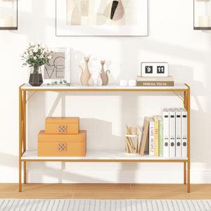 Narrow Console Table 2-Tier Entryway Table with Storage-White