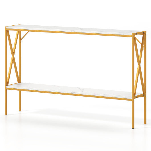 Narrow Console Table 2-Tier Entryway Table with Storage-White