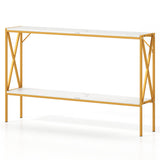 Narrow Console Table 2-Tier Entryway Table with Storage-White