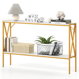 Narrow Console Table 2-Tier Entryway Table with Storage-White