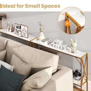 Narrow Console Table 2-Tier Entryway Table with Storage-White