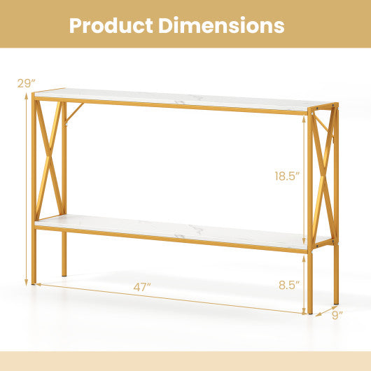 Narrow Console Table 2-Tier Entryway Table with Storage-White