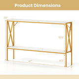 Narrow Console Table 2-Tier Entryway Table with Storage-White