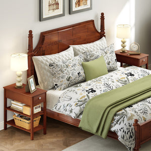 3-Tier Narrow End Table with Drawer and Storage Shelves-Brown