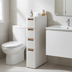 Narrow Storage Cabinet with Drawers and Removable Dividers-M