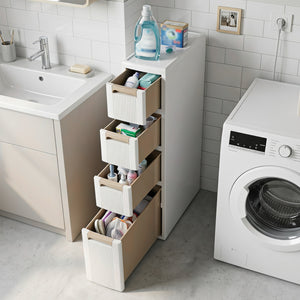 Narrow Storage Cabinet with Drawers and Removable Dividers-M