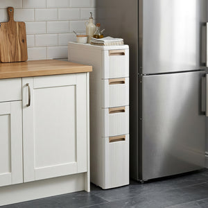 Narrow Storage Cabinet with Drawers and Removable Dividers-M