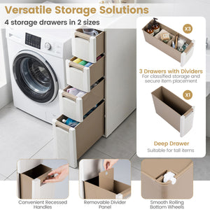 Narrow Storage Cabinet with Drawers and Removable Dividers-M