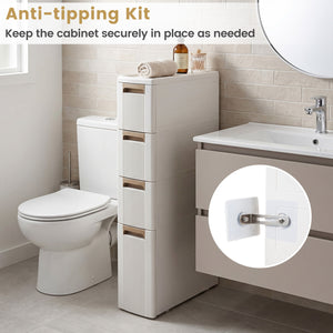 Narrow Storage Cabinet with Drawers and Removable Dividers-M