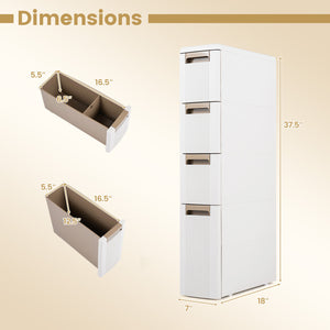 Narrow Storage Cabinet with Drawers and Removable Dividers-M
