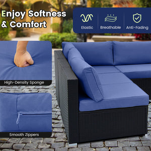 10 Piece Outdoor Wicker Conversation Set with Seat and Back Cushions-Navy by DirectDeals