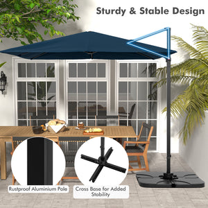 9.5 Feet Square Patio Cantilever Umbrella with 360 ° Rotation-Navy