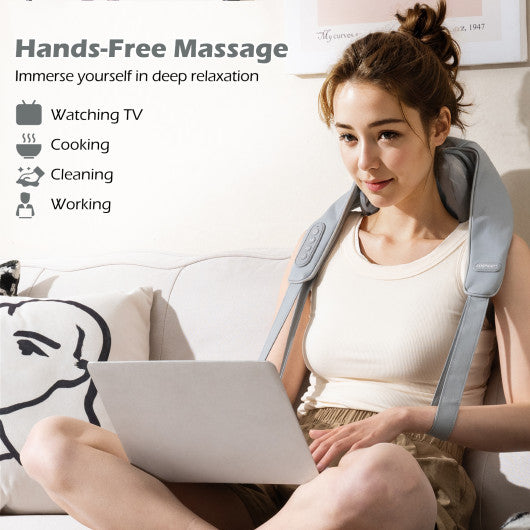 Neck Shoulder Massager 4D Deep Tissue Kneading Shiatsu Massage Machine-Gray