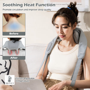 Neck Shoulder Massager 4D Deep Tissue Kneading Shiatsu Massage Machine-Gray