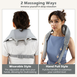 Neck Shoulder Massager 4D Deep Tissue Kneading Shiatsu Massage Machine-Gray