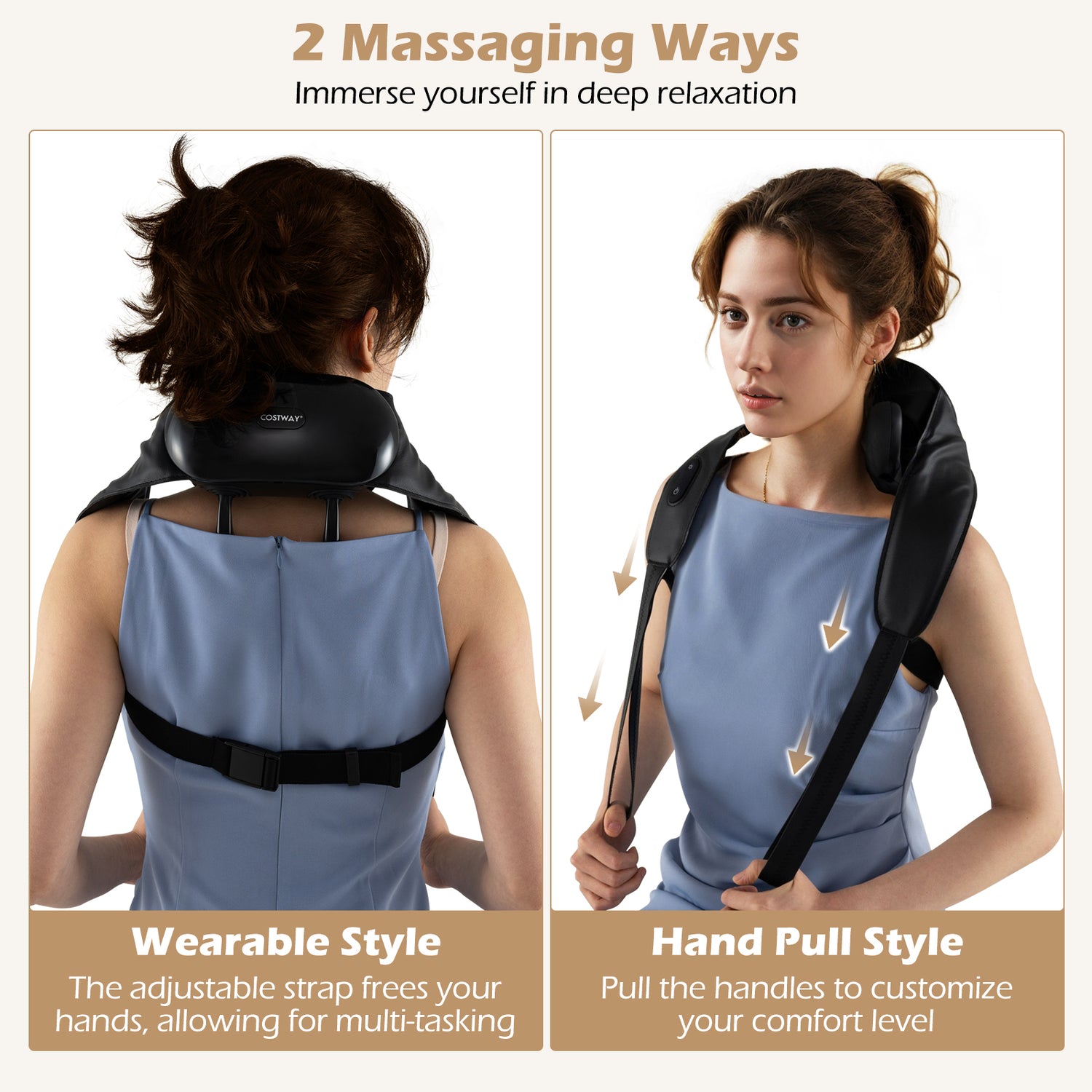 Neck Shoulder Massager with 2 Heat Levels for Pain Relief-Black