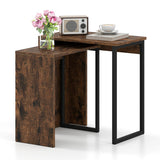 2-in-1 Nesting Coffee Table Set of 2 for Living Room and Bedroom-Rustic Brown