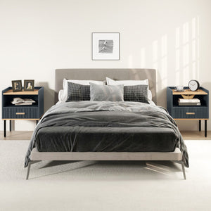 Nightstand Bedside End Table with Drawer and Shelf for Living Room Bedroom-Set of 2