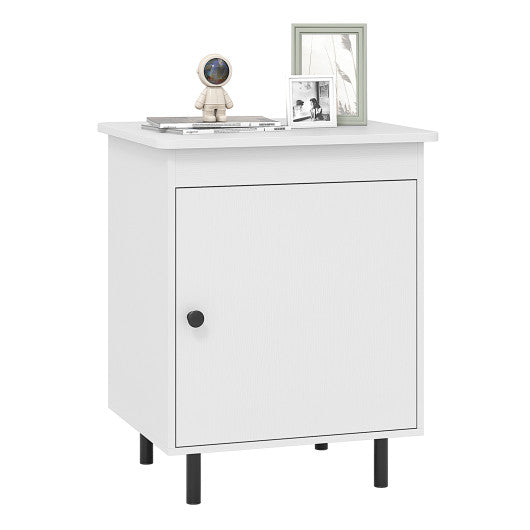 Nightstand Mid Century End Tables with Door-1 Pieces