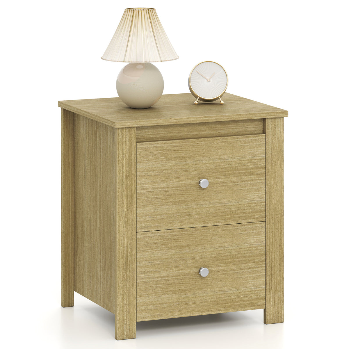 Nightstand with 2 Drawers & Storage for Bedroom Living Room Small Spaces-Natural