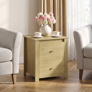 Nightstand with 2 Drawers & Storage for Bedroom Living Room Small Spaces-Natural