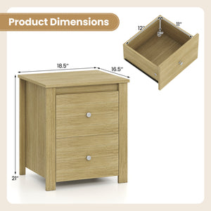 Nightstand with 2 Drawers & Storage for Bedroom Living Room Small Spaces-Natural