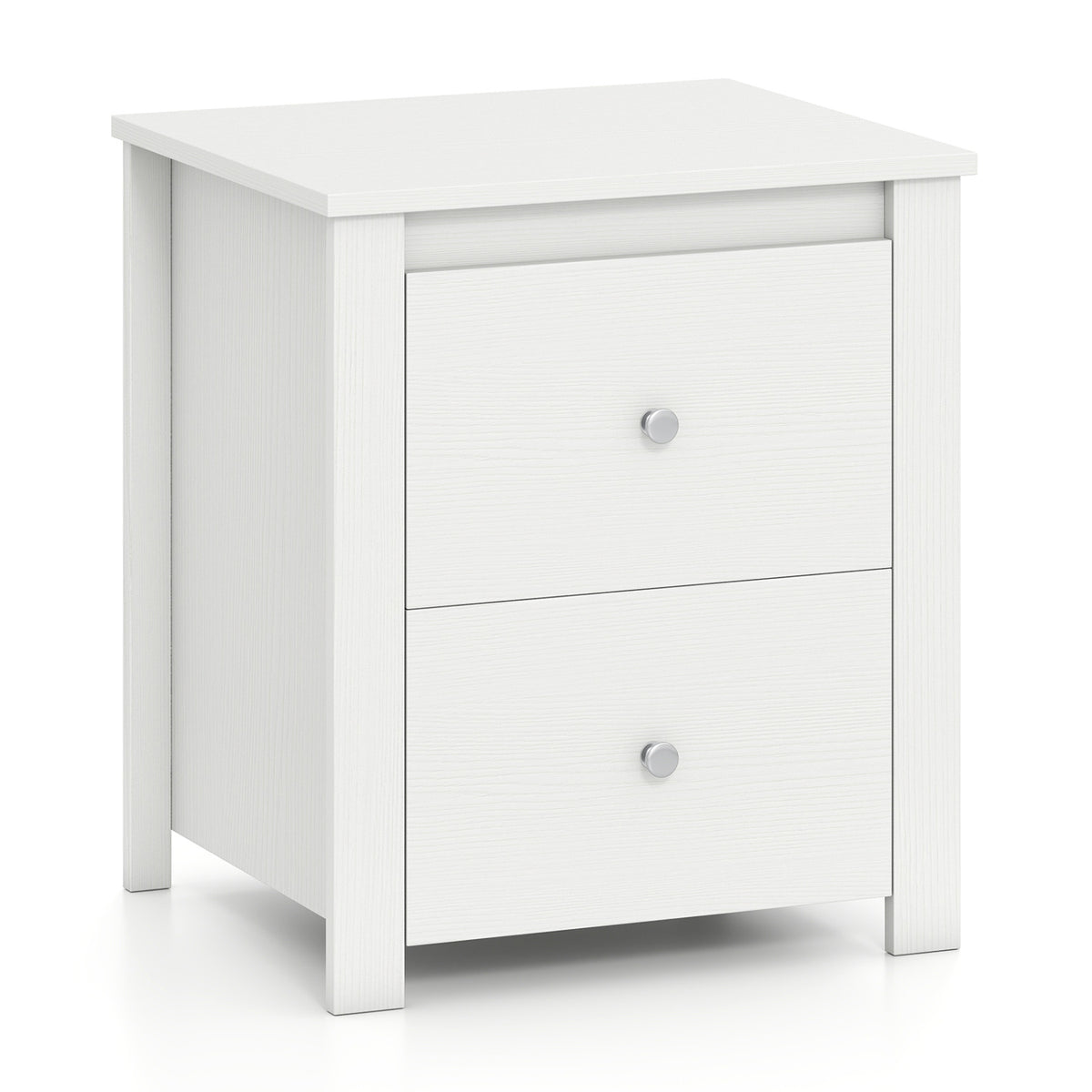 Nightstand with 2 Drawers & Storage for Bedroom Living Room Small Spaces-White
