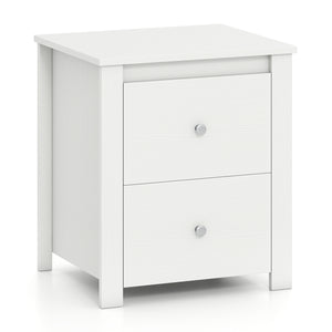 Nightstand with 2 Drawers & Storage for Bedroom Living Room Small Spaces-White