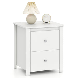 Nightstand with 2 Drawers & Storage for Bedroom Living Room Small Spaces-White