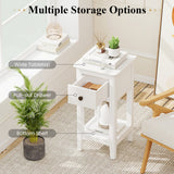 3-Tier Nightstand with Drawer and Open Storage Shelf-Natural
