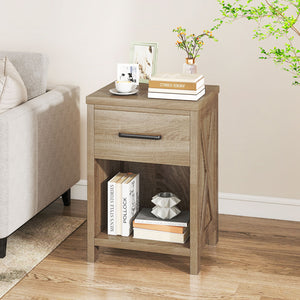 Nightstand with Drawer and Shelf-Natural