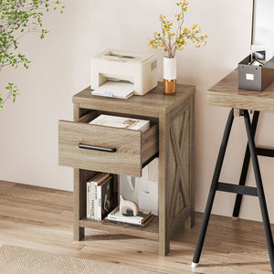 Nightstand with Drawer and Shelf-Natural