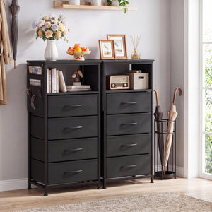 Nightstand with Integrated Charging Station 34" Modern Bedside Table-Black