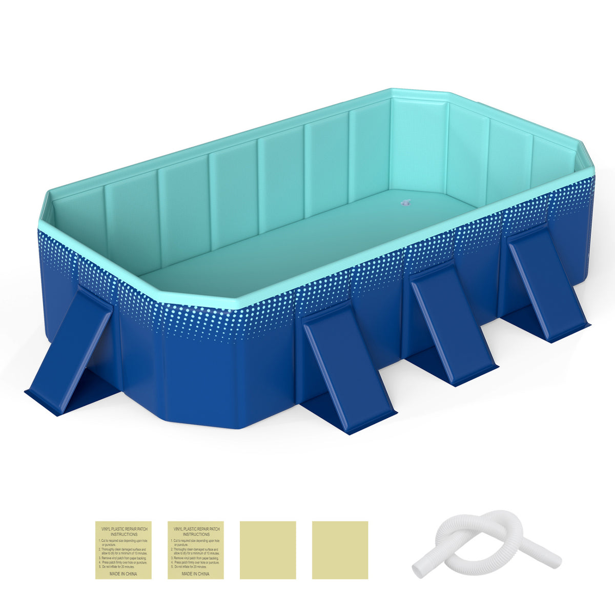 Non-Inflatable Swimming Pool Portable Around Ground Pool with 24 Wall Panels-Navy