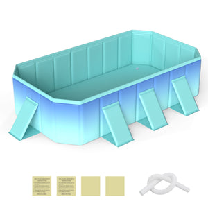 Non-Inflatable Swimming Pool Portable Around Ground Pool with 24 Wall Panels-Gradient