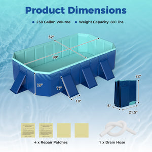 Non-Inflatable Swimming Pool Portable Around Ground Pool with 24 Wall Panels-Navy