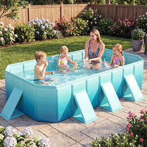Non-Inflatable Swimming Pool Portable Around Ground Pool with 24 Wall Panels-Gradient