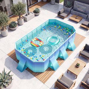 Non-Inflatable Swimming Pool Portable Around Ground Pool with 24 Wall Panels-Gradient